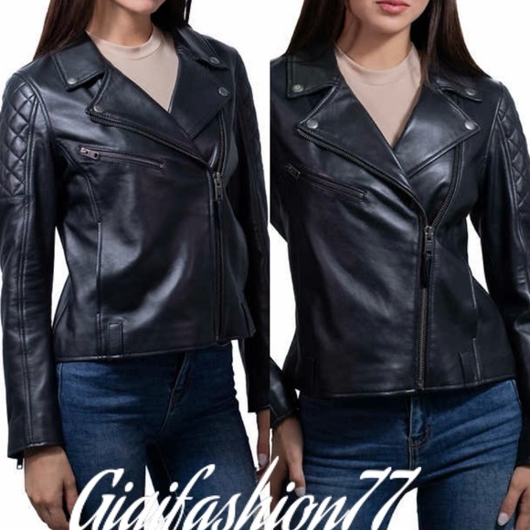 Frye women’s LEATHER BIKER JACKET - Picture 13 of 16